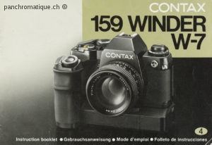 Reproduction du modes d'emploi CONTAX 159 Winder W-7. Multilingue Français, Allemand, Anglais, Espagnol